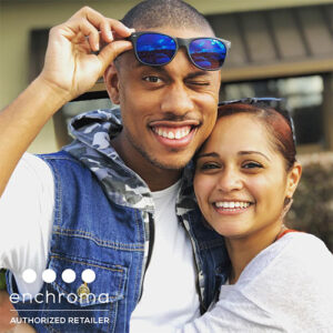 Couple wearing EnChroma glasses