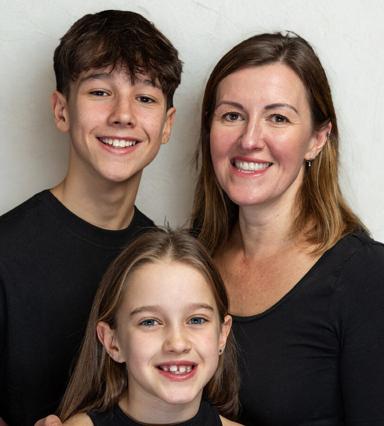 Two children and their mother